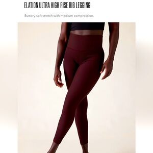 XS Athleta ELATION ULTRA HIGH RISE RIB LEGGING- Spiced Cabernet Rib